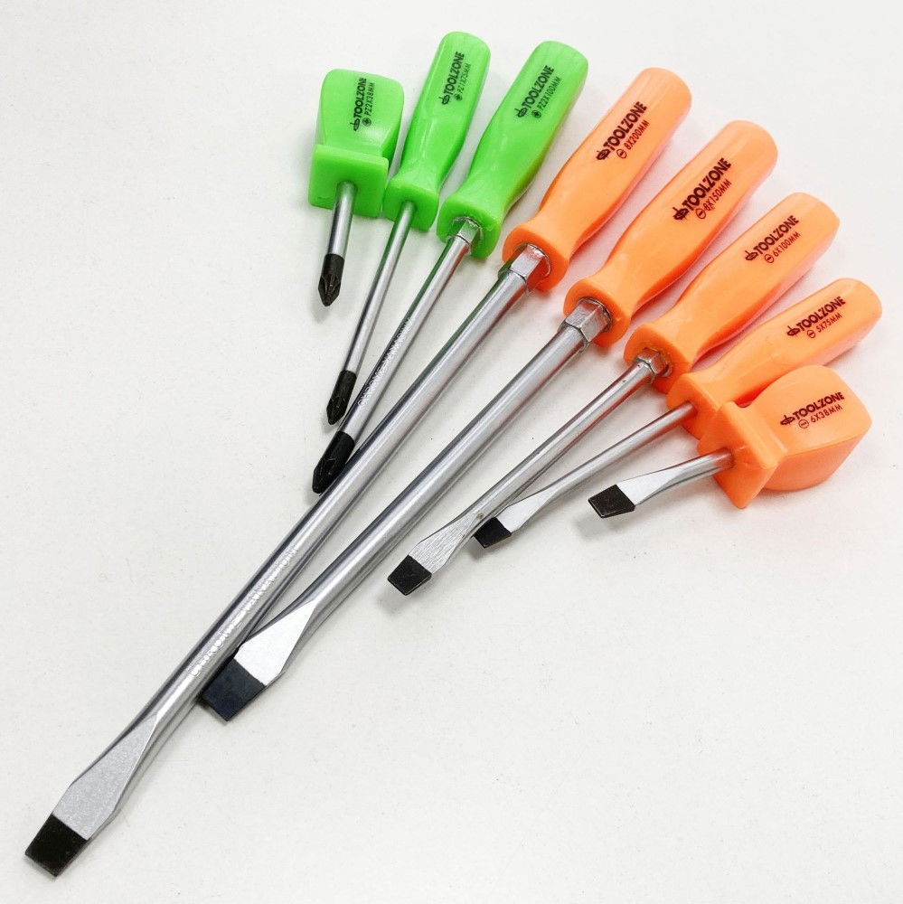 SCREWDRIVER SET MECHANICS CRV HI VIS 8PC - TOOLZONE KDPSD220