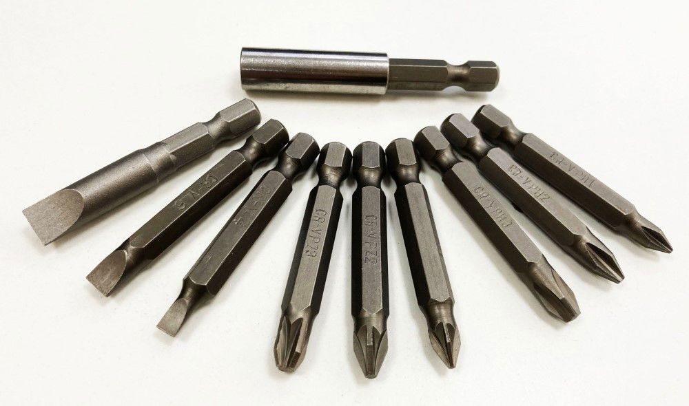 POWER BIT SET CRV SINGLE ENDED 10PC SLOT 4-8mm PH 1-3 PZ 1-3 - TOOLZONE KDPSD233