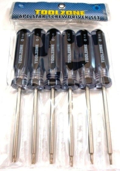 STAR SCREWDRIVER SET 6PC CRV T10-T30 - TOOLZONE KDPSD292