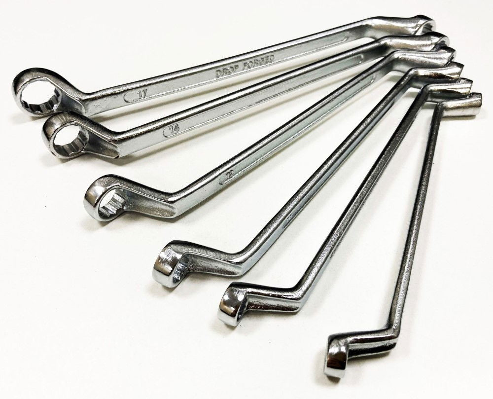 RING SPANNER SET 6PC 6x7mm TO 16x17mm DROP FORGED CHROME PLATED - TOOLZONE KDPSP023