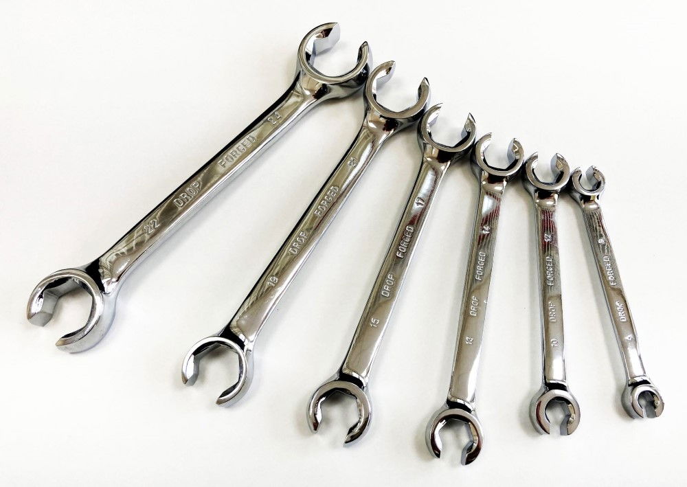 FLARE NUT WRENCH SPANNER SET 6PC 6x8mm TO 22x24mm CHROME VANADIUM POLISHED - TOOLZONE KDPSP034
