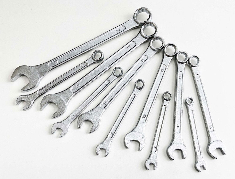 COMBINATION SPANNER SET 11PC 6 TO 19mm DROP FORGED CHROME PLATED - TOOLZONE KDPSP079