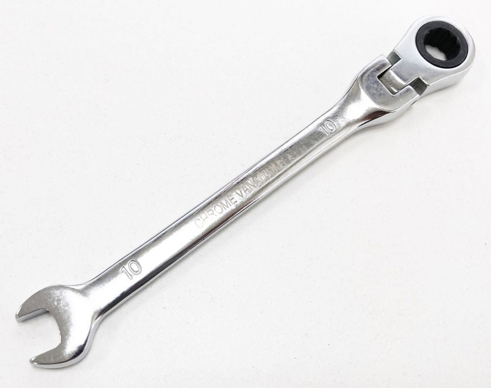 FLEXI RATCHET COMBINATION SPANNER 10mm 72 TEETH MIRROR POLISHED - TOOLZONE KDPSP136