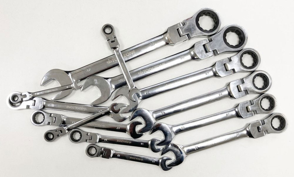 FLEXI RATCHET WRENCH SET 13pc 8-32mm 72 TEETH CHROME VANADIUM - TOOLZONE KDPSP147