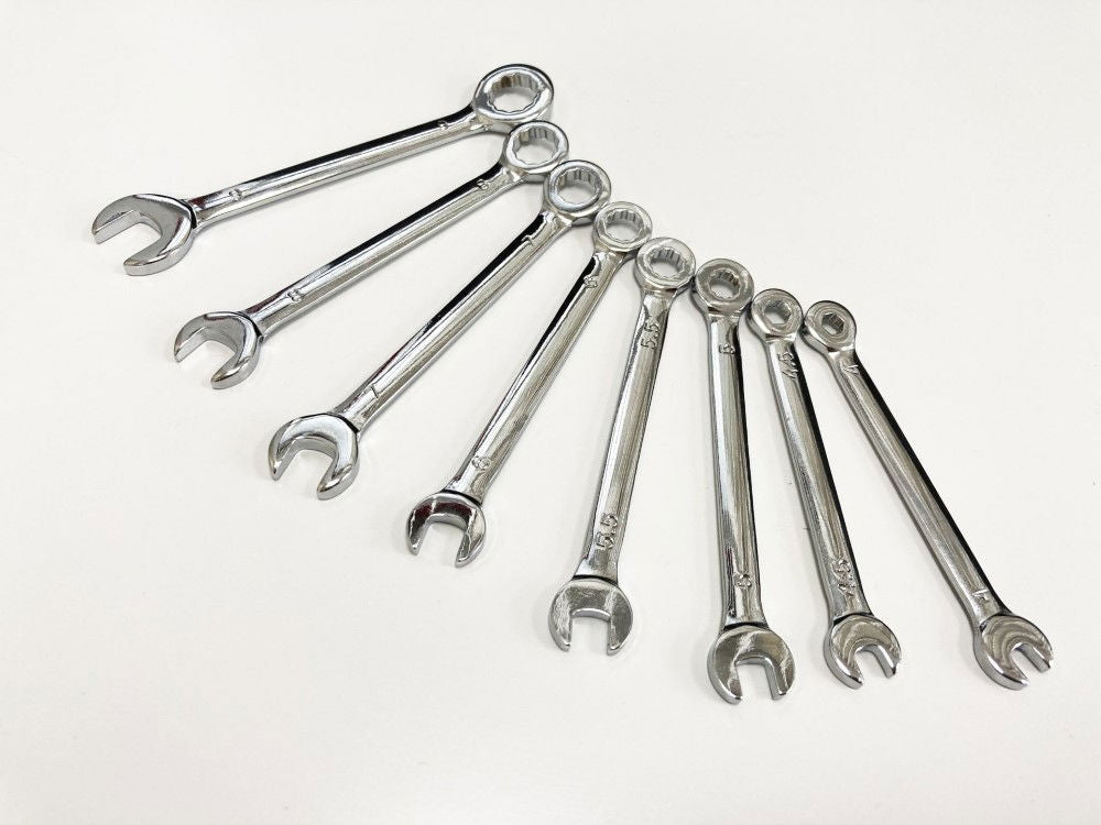 COMBINATION SPANNER SET 8pc MINI 4-9mm CARBON STEEL CHROME PLATED - TOOLZONE KDPSP157