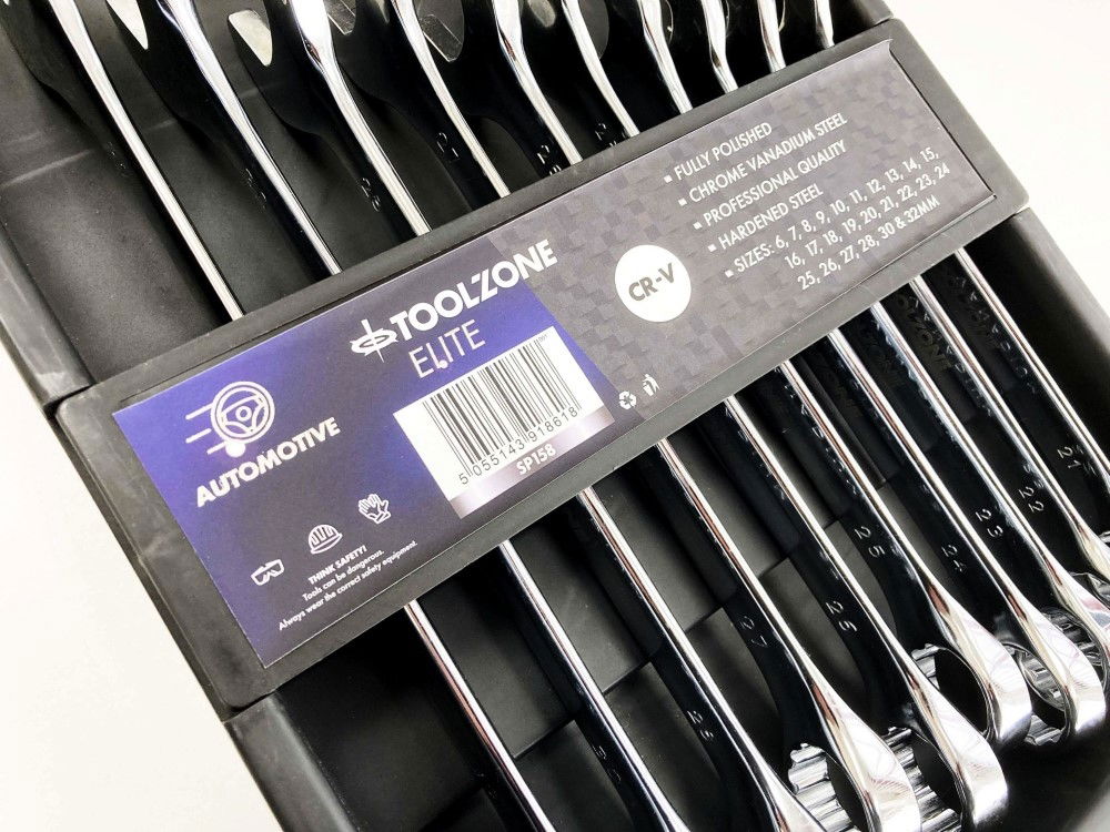 COMBINATION SPANNER SET 25pc 6-32mm CHROME VANADIUM IN TRAY - TOOLZONE KDPSP158