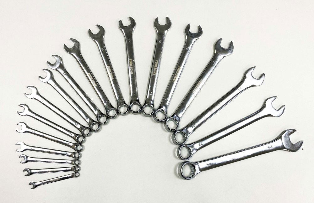 COMBINATION SPANNER SET 18pc 6-32mm CHROME VANADIUM IN TRAY - TOOLZONE KDPSP159