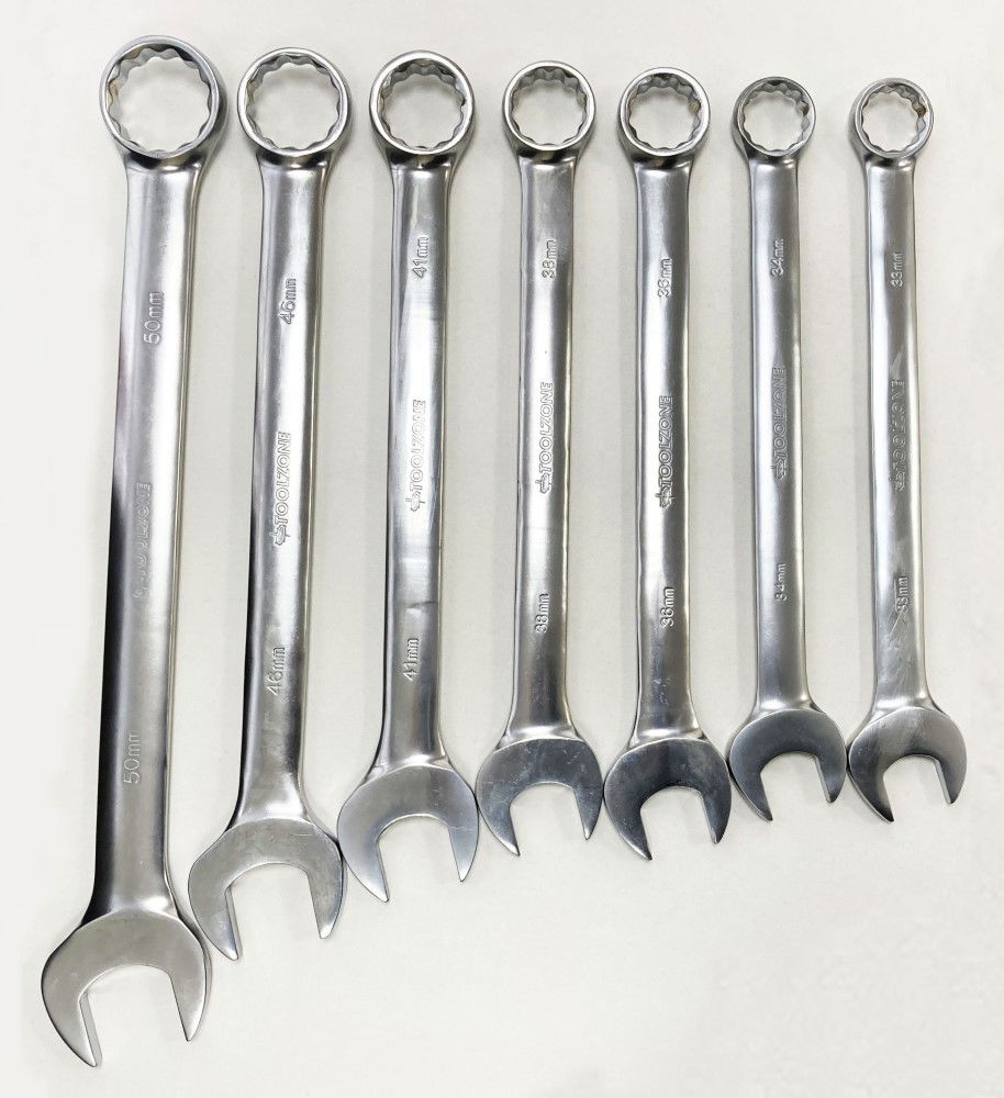 COMBINATION SPANNER SET 7pc 33-50mm 6150CRV MATT FINISH - TOOLZONE KDPSP192