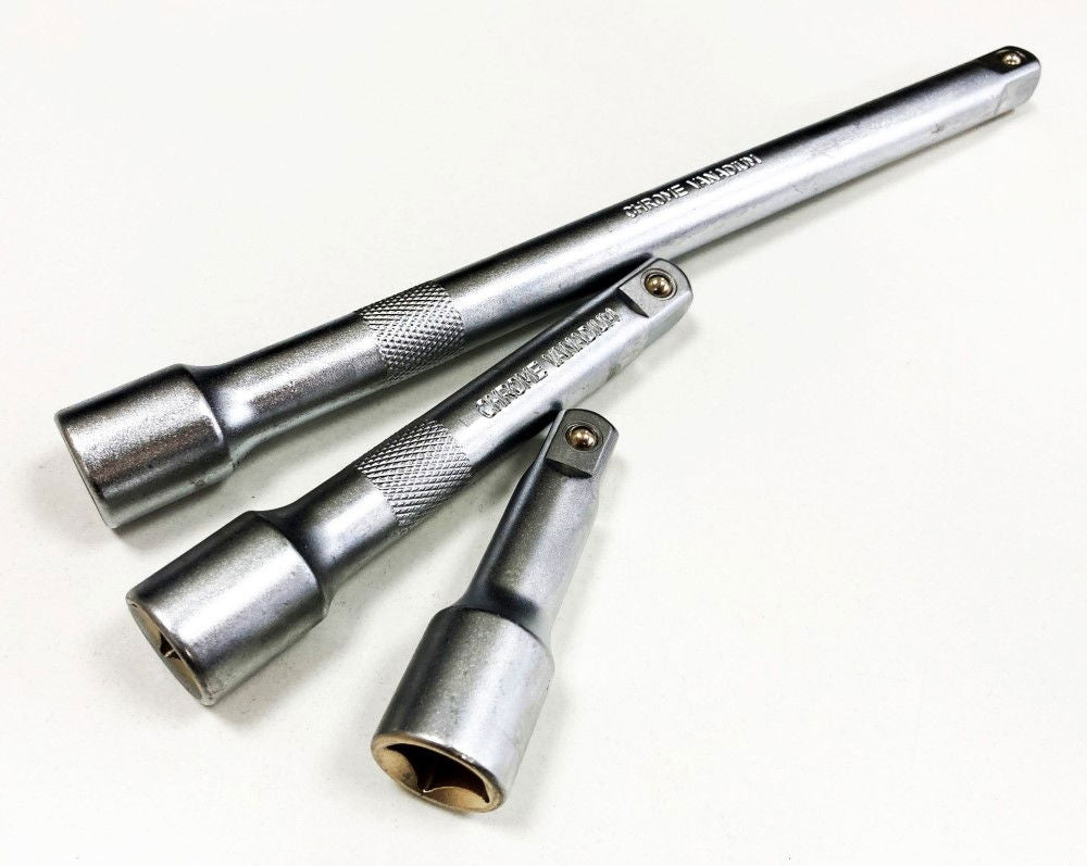 EXTENSION BAR SET 1/2 DRIVE 3pc 3 5 10 CRV SATIN FINISH - TOOLZONE KDPSS027
