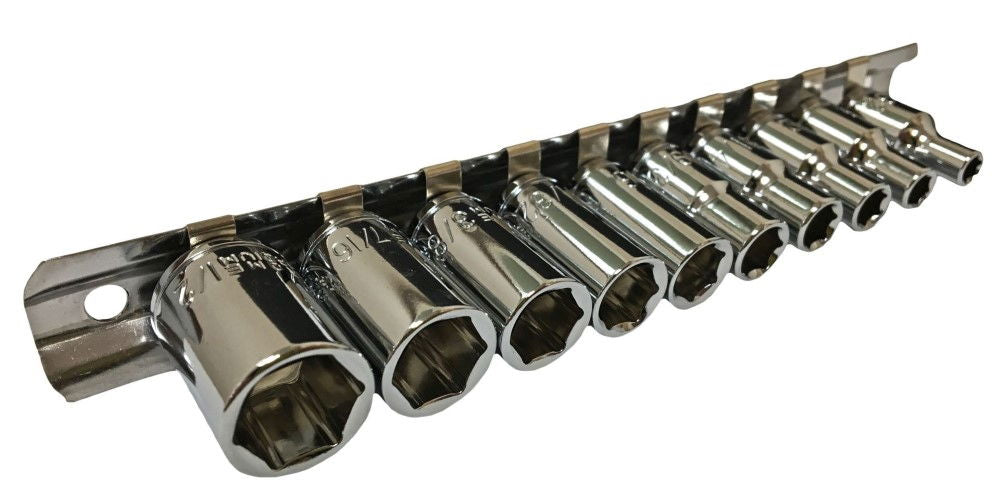 SOCKET SET 1/4 DRIVE SHALLOW AF 10pc 5/32-1/2 CRV POLISHED - TOOLZONE KDPSS034
