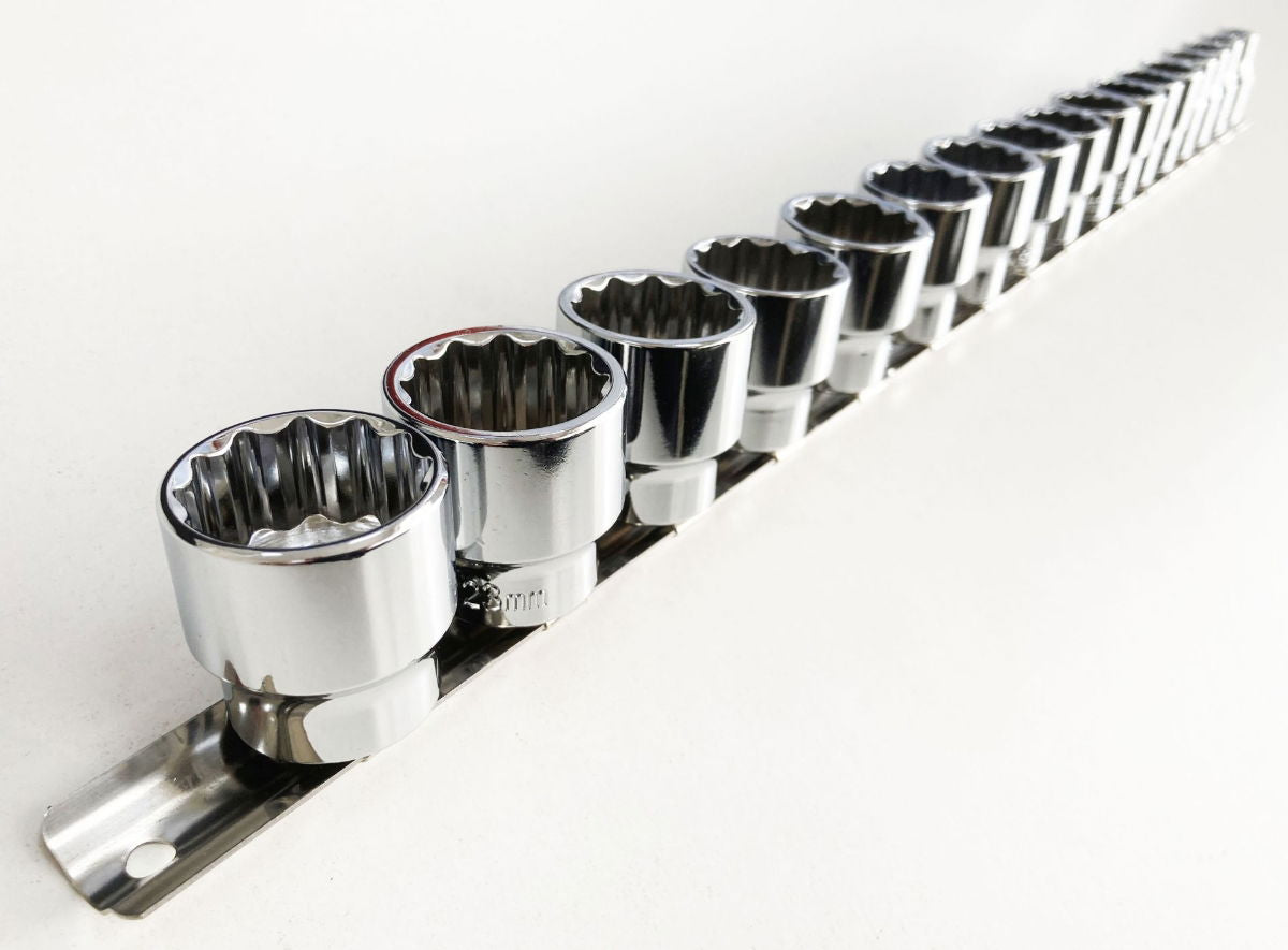 SOCKET SET 3/8 DRIVE SHALLOW CRV 17 PIECES 8-24mm BI HEX - TOOLZONE KDPSS094