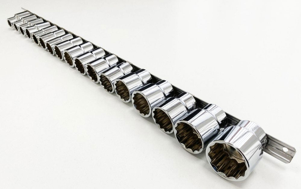 SOCKET SET 1/2 DRIVE SHALLOW CRV 17 PIECES 10-24mm 27mm 30mm BI HEX - TOOLZONE KDPSS095