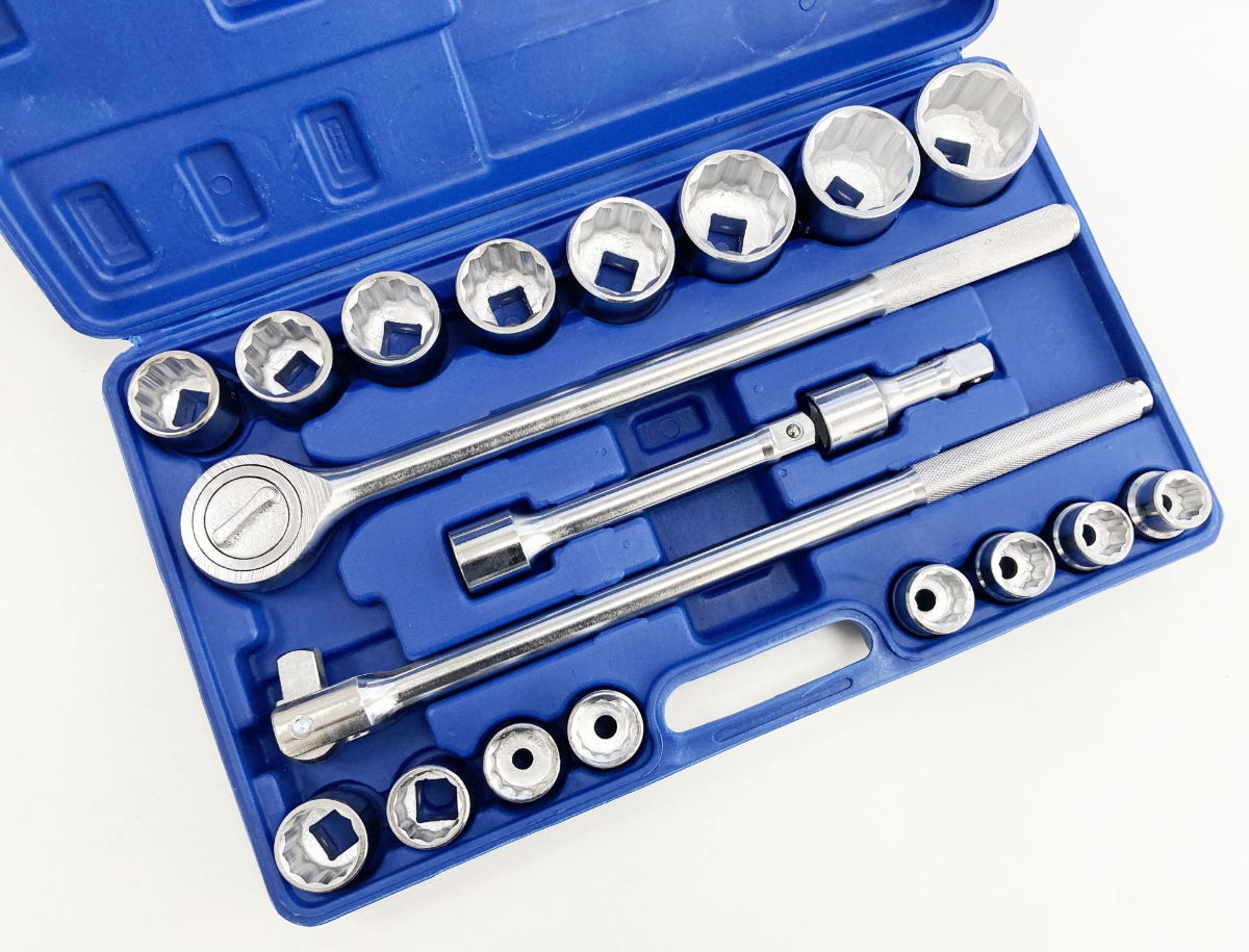 SOCKET SET 3/4 DRIVE 21 PIECES 19-50mm IN BLOW MOLD CASE - TOOLZONE KDPSS116