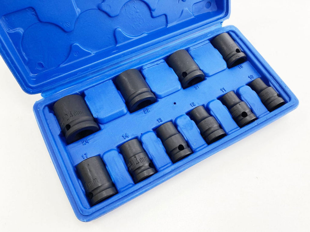 IMPACT SOCKET SET 1/2 DRIVE SHALLOW 10 PIECES 10-24mm - TOOLZONE KDPSS125