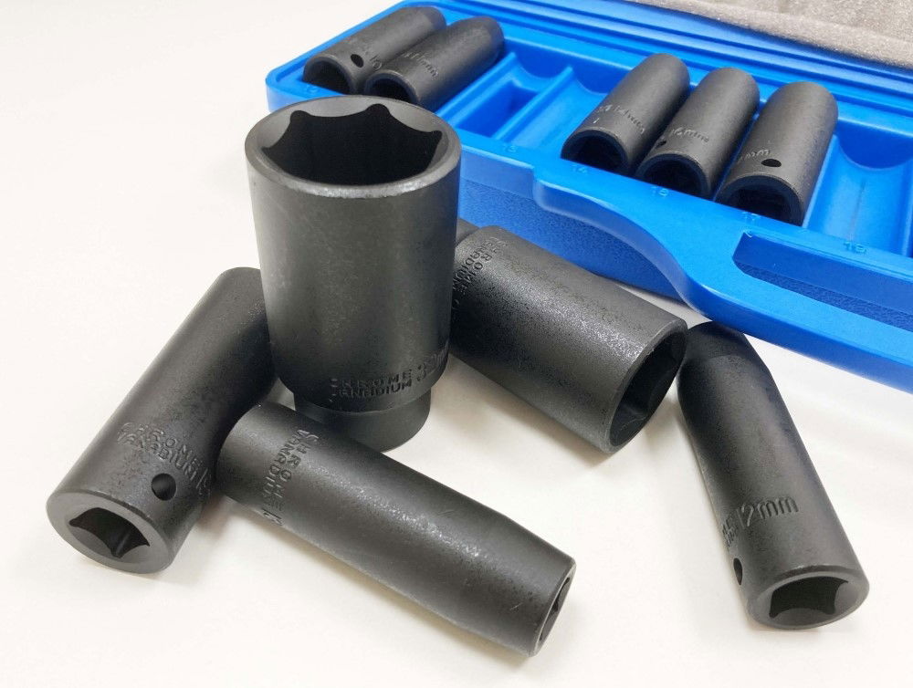 IMPACT SOCKET SET 1/2 DRIVE DEEP 14 PIECES 10-32mm - TOOLZONE KDPSS127
