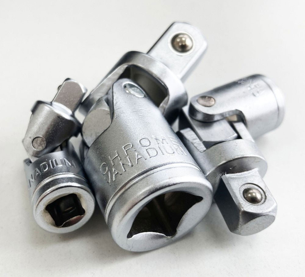 UNIVERSAL JOINT SET 3 PIECES 1/4 3/8 1/2 DRIVE CRV - TOOLZONE KDPSS172