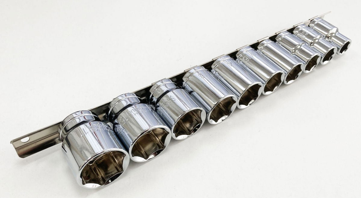 SOCKET SET SHALLOW 1/2 DRIVE AF 10 PIECES CRV POLISHED - TOOLZONE KDPSS208