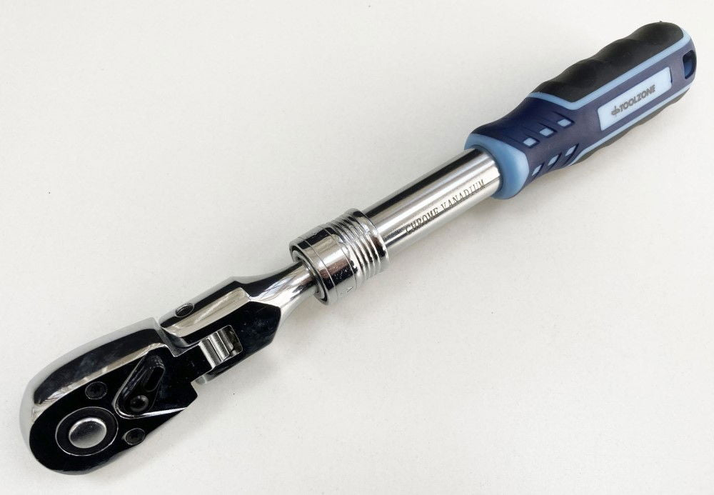 RATCHET FLEXI HEAD EXTENDABLE 3/8 DRIVE 255-355mm SOFTGRIP CRV - TOOLZONE KDPSS223
