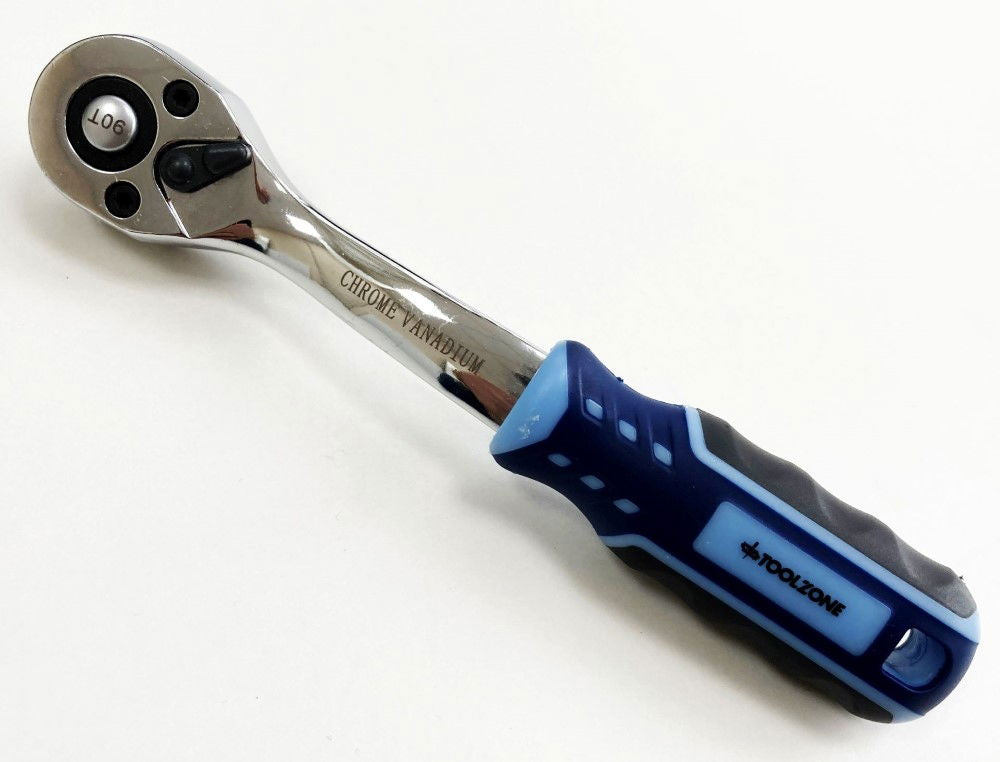 RATCHET HANDLE 1/4 DRIVE 90 TEETH 3 COLOUR CRV - TOOLZONE KDPSS230