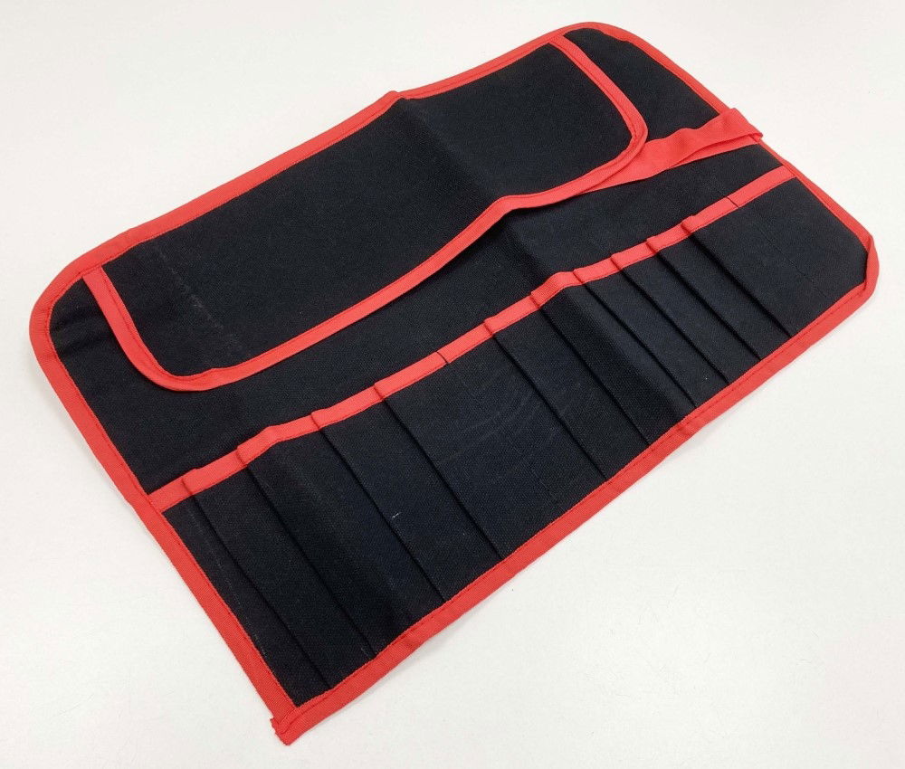 TOOL ROLL 12 POCKET CANVAS WATER RESISTANT 44x28cm RED AND BLACK - TOOLZONE KDPTB029