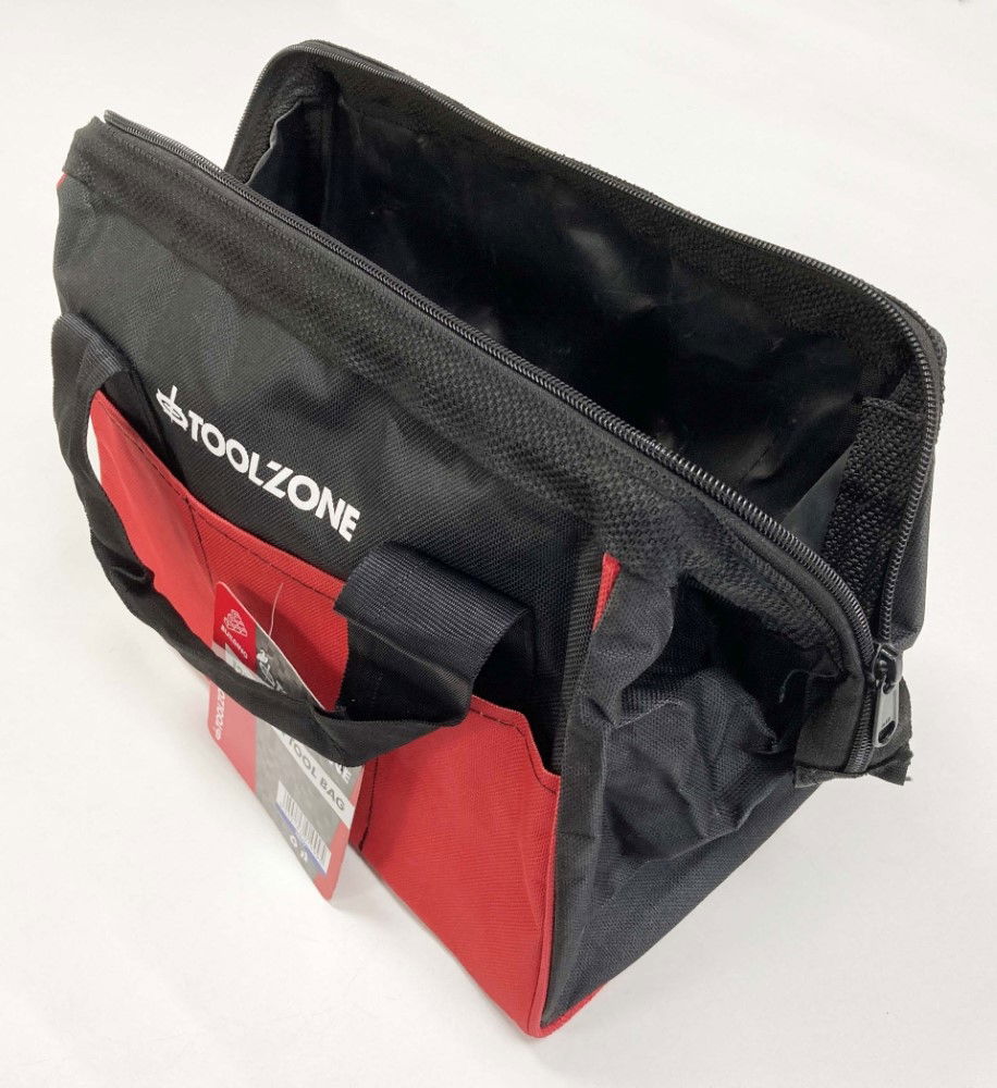 TOOLBAG WIDE OPENING 12 HEAVY DUTY NYLON WITH WIRE FRAME - TOOLZONE KDPTB077