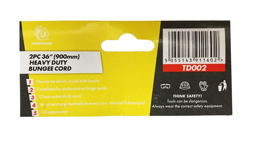 BUNGEES 2PC 36 12mm WITH HOOKS - TOOLZONE KDPTD002
