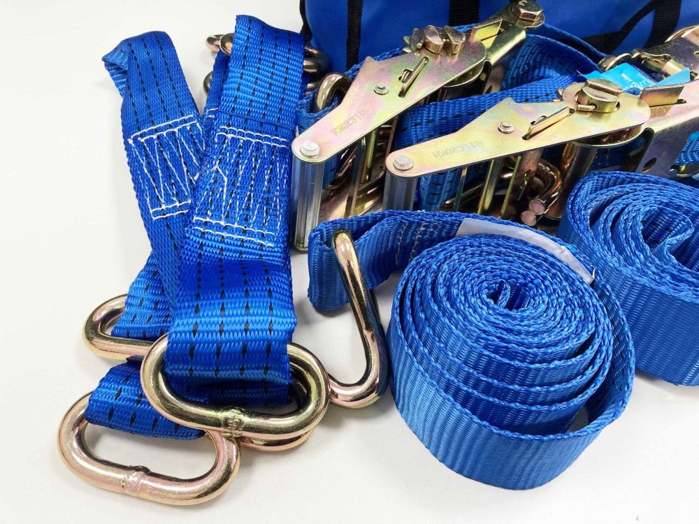 CAR TRANSPORTER SET 16PC INCLUDES RATCHET TIE DOWNS AND CHOKER STRAPS - TOOLZONE KDPTD068