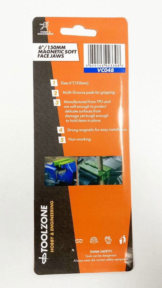 MAGNETIC SOFT VICE JAWS 6 TPU MULTI GROOVE NON-MARKING - TOOLZONE KDPVC048
