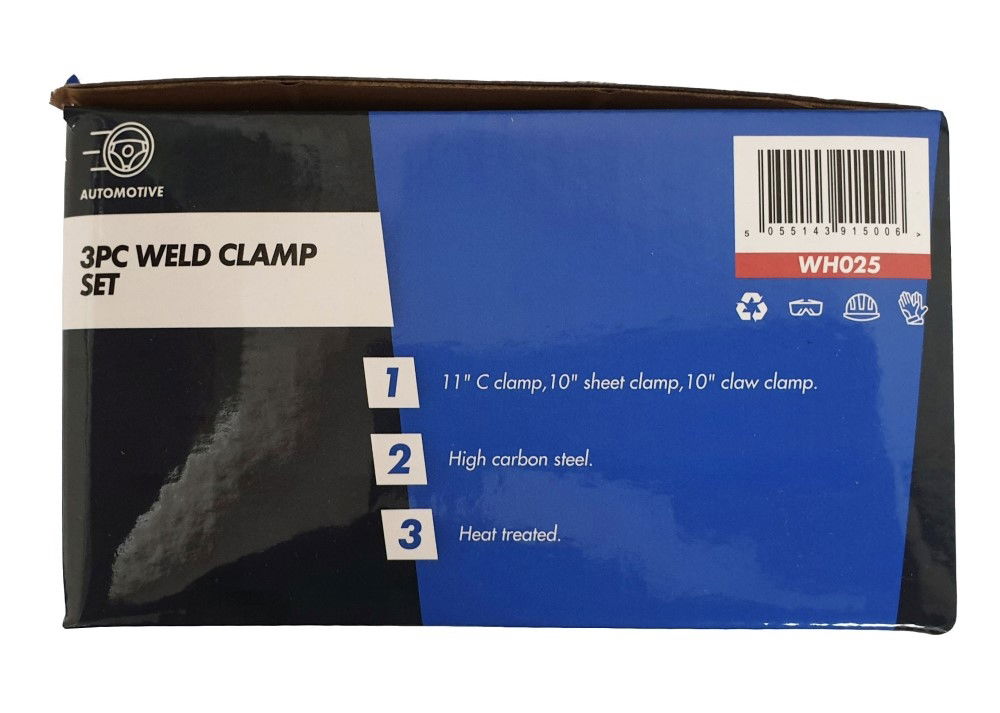 WELD CLAMP SET 3 PIECE 11 C CLAMP 10 SHEET CLAMP 10 CLAW CLAMP - TOOLZONE KDPWH025