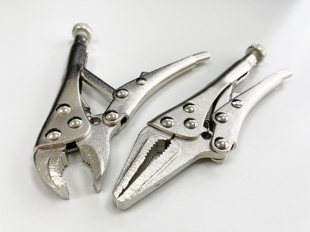 LOCKING PLIERS MINI 2 PIECE LONG NOSE CURVED JAW - TOOLZONE KDPWR129