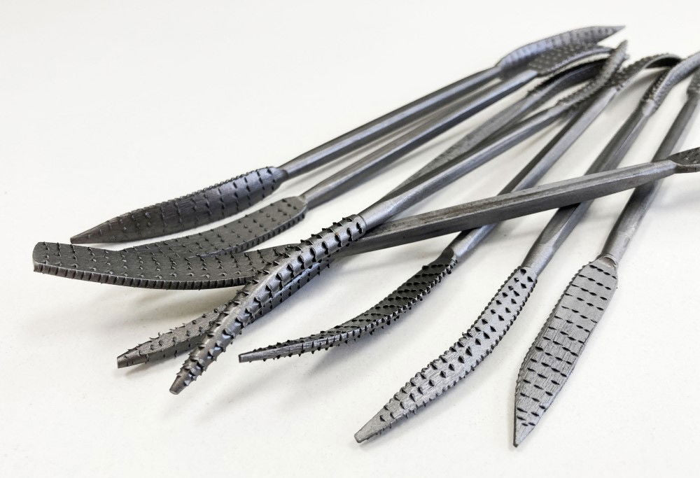 RIFFLER WOOD RASP SET 8PC 8 DOUBLE ENDED VARIOUS SHAPES WITH POUCH - TOOLZONE KDPWW098