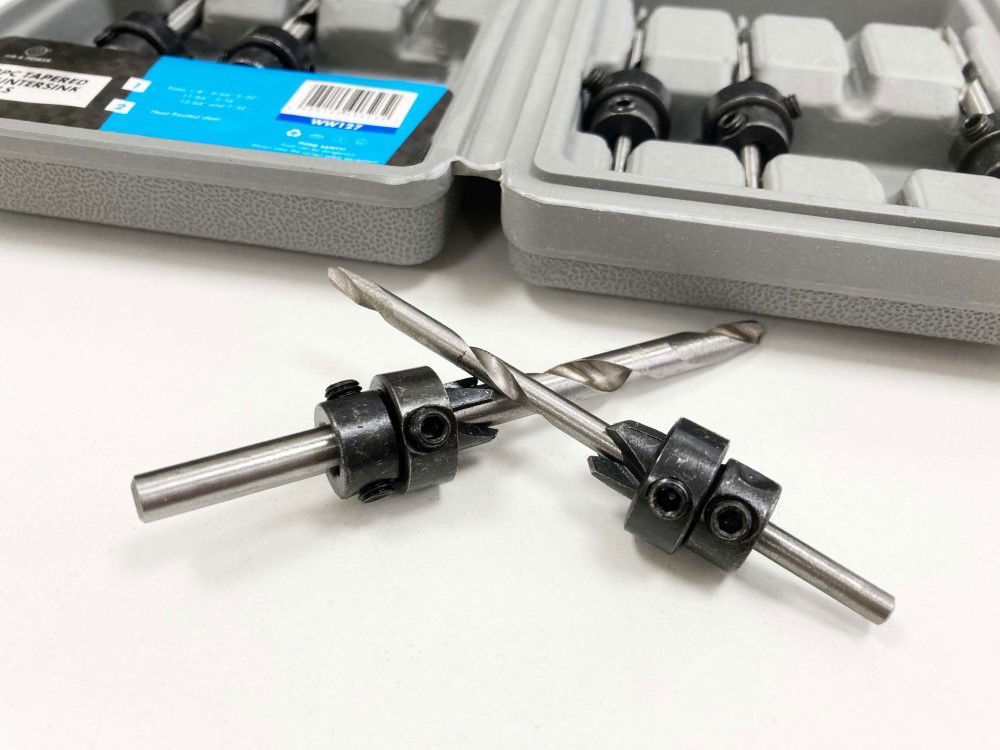 TAPERED COUNTERSINK DRILL SET 22PC HEAT-TREATED STEEL SIZES 1/8 TO 7/32 - TOOLZONE KDPWW127