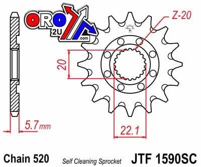FRONT SPROCKET JTF1590.13SC JT, Lightweight Self-Cleaning