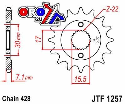 FRONT SPROCKET JTF1257.14 428, CR80/CR85 428 Chain Conversion