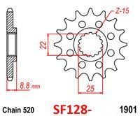 FRONT SPROCKET 1901 RAPTOR LIGHT & SELF CLEANING 50033029013 79233029013 10B-KT1-13