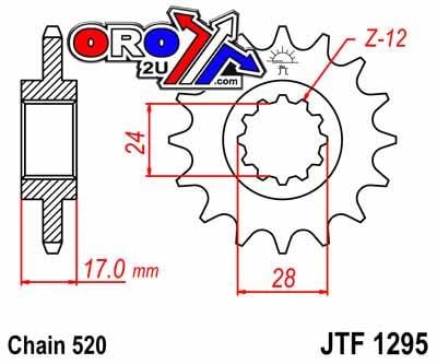 FRONT SPROCKET JTF1295.15 520, CBR600 Chain Conversion