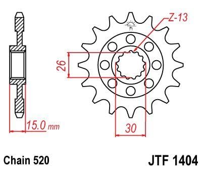 FRONT SPROCKET JTF1404.16 JT, BMW 520 Chain Conversion