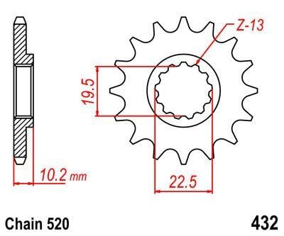 FRONT SPROCKET RENTHAL 255, SUZUKI 255--520-13P