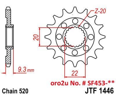 FRONT SPROCKET RENTHAL 453, KAWASAKI 453--520-13P