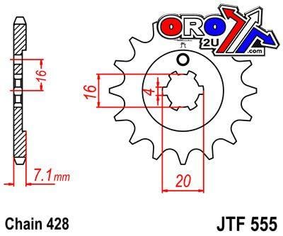 FRONT SPROCKET JTF555.15 JT, 428 Chain conversion