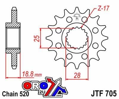 FRONT SPROCKET JTF705.16 JT, 520 Chain Conversion