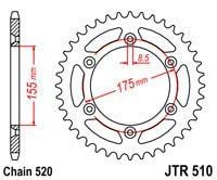 MINO REAR SPROCKET ALLOY, 188-520-44