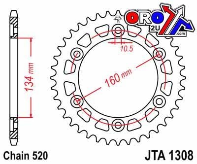 REAR SPROCKET ALLOY JTA1308.41, CHAIN CONVERSION 520, HONDA ROAD JTR1308