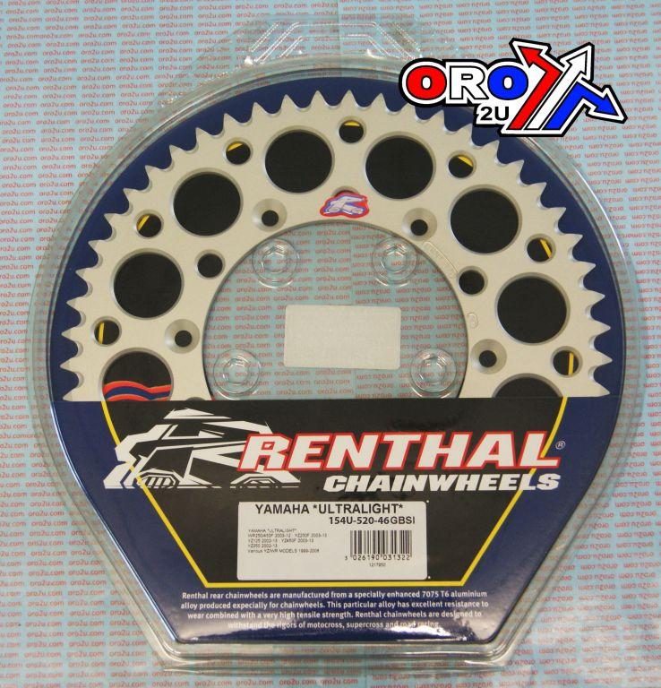 REAR SPROCKET ALLOY RENTHAL, ULTRALITE 154W-520-46GRHA SILVER