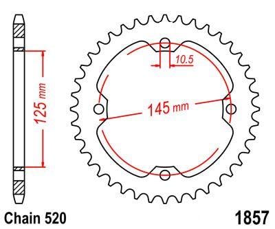 REAR SPROCKET STEEL 38 [JTR1857.38] 520, Sprocket, Driven (38T) 5TG-25438-10-00 5TG-25438-00-00