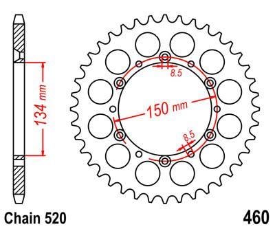 REAR SPROCKET STEEL 50 [JTR460.50] 520, SILVER