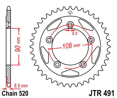 REAR SPROCKET STEEL JTR491.38, Ducati Road