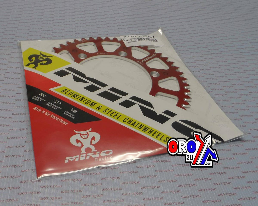 MINO REAR SPROCKET ALLOY RED, 25-423-520-49 RED