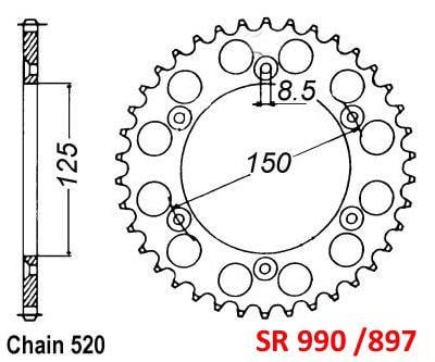 REAR SPROCKET STEEL JTR897.47 SR897-47