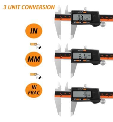 DIGITAL VERNIER CALIPER WITH LCD DISPLAY WITH INCH MM FRACTION CONVERSION 0.0005 ACCURACY